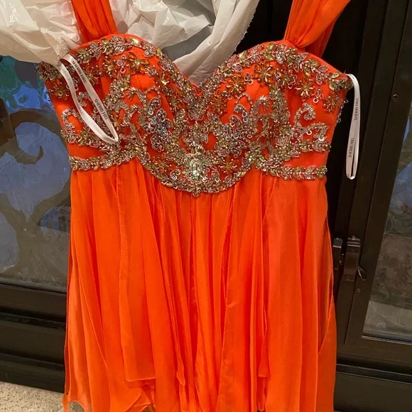 open lace back dress Sherri Hill Dress 57008 Orange / 4 main image 0